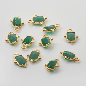 Zawieszka zielony onyks prostokąt w okuciu AG925 pozłacany 6x4mm