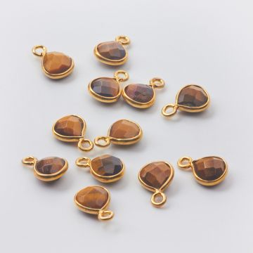 Zawieszka tygrysie oko łezka fasetowana w okuciu pozłacana 6mm