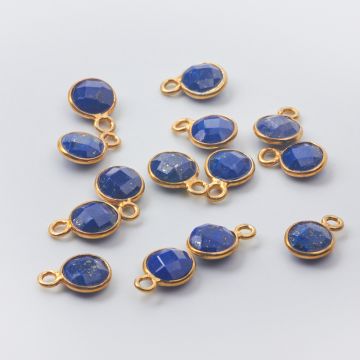 Zawieszka lapis lazuli krążek fasetowany w okuciu AG925 pozłacany 6mm