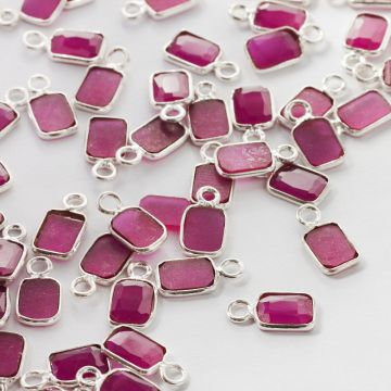 Rubin naturalny prostokąt w srebrnym okuciu AG925 6mm