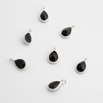 Onyks łezka fasetowana w okuciu zawieszka AG925 6,5mm