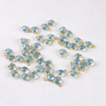 Topaz błękitny krążek fasetowany w okuciu zawieszka AG925 6mm