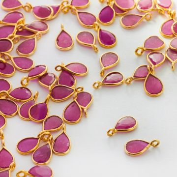 Rubin naturalny łezka w srebrnym okuciu AG925 6mm