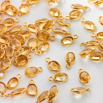 Cytryn owal zawieszka w okuciu AG925 6mm