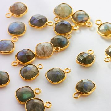 Labradoryt kwadrat w okuciu AG925 8mm