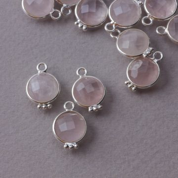 Kryształ górski różowy krążek w okuciu 8mm