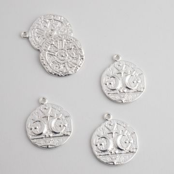 Srebrna zawieszka z księżycami moneta AG925 16,5mm
