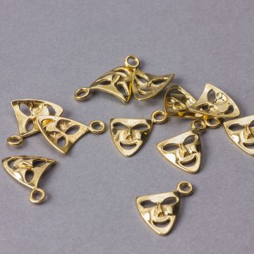 Srebrna zawieszka teatr - maska uśmiechnięta AG925 pozłacana 14x11mm