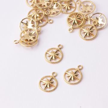 Zawieszka róża północy wycięta AG925 złoty 10mm