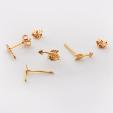 Srebrne kolczyki strzały AG925 pozłacane 9mm