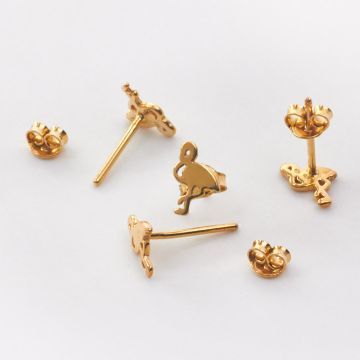 Srebrne kolczyki flamingi AG925 pozłacane  8x5,5mm