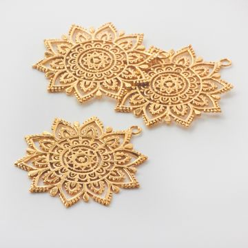 Srebrna zawieszka mandala do naszyjników AG925 pozłacana 41mm