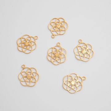 Srebrna zawieszka kwiat życia pozłacany AG925 17mm