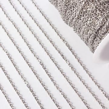 Łańcuch ze stali chirurgicznej owal fasetowany w kolorze srebrnym 5x4mm