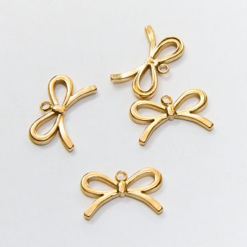 Zawieszka ze stali chirurgicznej kokardka prosta w kolorze złotym 12mm PVD