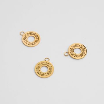 Zawieszka ze stali chirurgicznej rozeta w stylu greckim w kolorze złotym 15mm