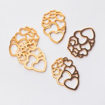 Zawieszka ze stali chirurgicznej serca do naszyjników w kolorze złotym 23,5mm