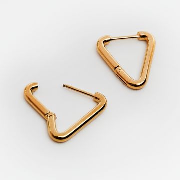 Kolczyki kajdanki ze stali chirurgicznej trójkąty okrągłe w kolorze złotym 20mm