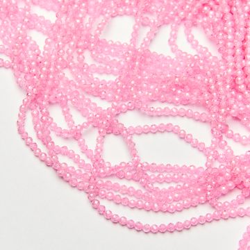 Cyrkonia różowa kulka fasetowana 3mm