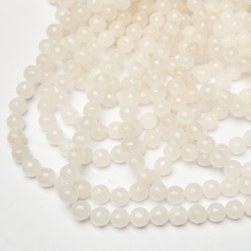Jadeit kulka fasetowana biała 10mm