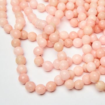Jadeit kulka fasetowana pastelowy róż 12mm