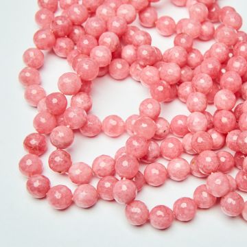 Jadeit kulka fasetowana róż 12mm