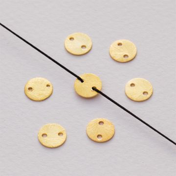 Srebrna blaszka kółko satynowe z 2 dziurkami AG925 pozłacana 8mm