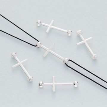 Srebrny łącznik krzyż z dwoma kuleczkami AG925 22x10mm