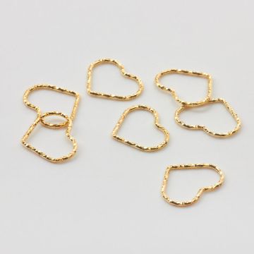 Srebrny łącznik/zawieszka serce z drutu diamentowanego AG925 pozłacane 14,5mm