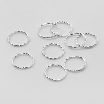 Srebrny łącznik/zawieszka kółko z drutu diamentowanego AG925 9mm