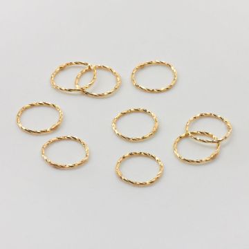 Srebrny łącznik/zawieszka kółko z drutu diamentowanego AG925 pozłacane 9mm