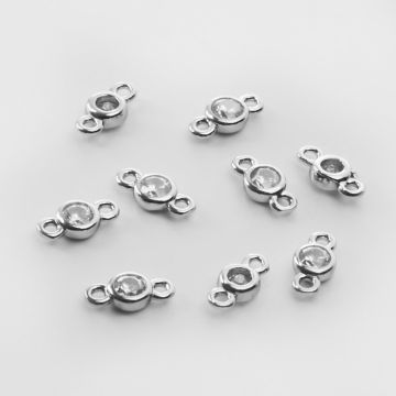 Srebrny łącznik oczko z białą cyrkonią AG925 8mm