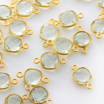 Łącznik topaz fasetowany w okuciu pozłacanym AG925 8mm