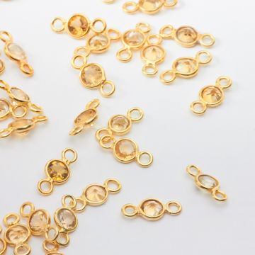 Srebrny łącznik cytryn w okuciu AG925 10,5mm