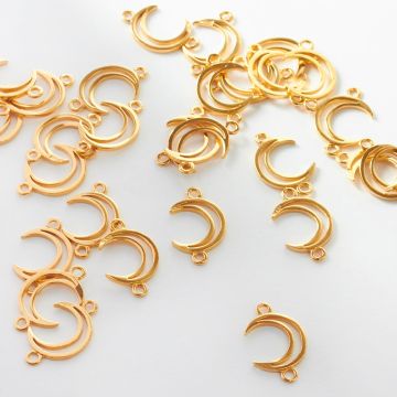 Srebrny łącznik półksiężyc wycięty AG925 pozłacany 17mm