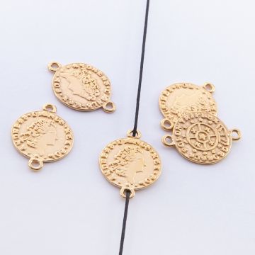 Srebrna moneta łącznik pozłacany 13,5mm