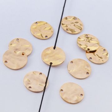 Srebrna blaszka młotkowana łącznik pozłacany 12mm