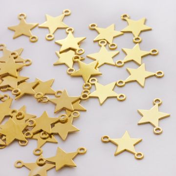 Srebrny łącznik gwiazdka pełna AG925 pozłacany 18mm