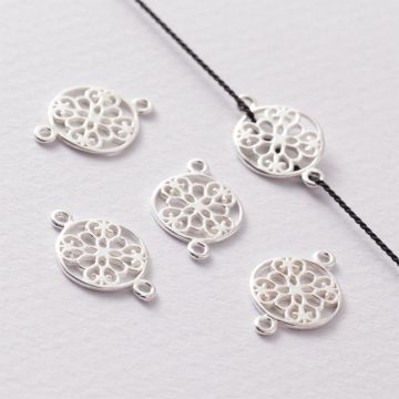 Srebrny łącznik do bransoletek kółko ażurowe AG925 18x12mm