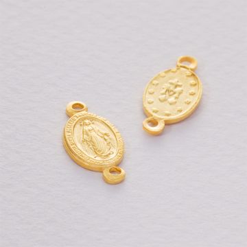 Srebrny łącznik Matka Boska dwa oczka złocona AG925 16x8mm