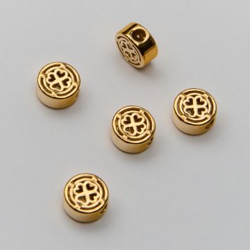 Srebrny koralik ażurowy koniczyna AG925 pozłacane 8mm