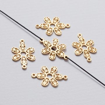 Rozgałęźnik kwiatek ażurowy złoty 22 mm