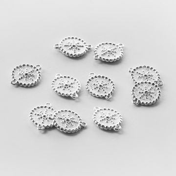 Srebrny łącznik róża wiatrów z kropek AG925 11mm