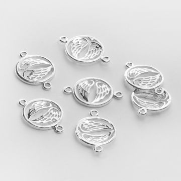 Srebrny łącznik skrzydła anioła w kółku AG925 19mm