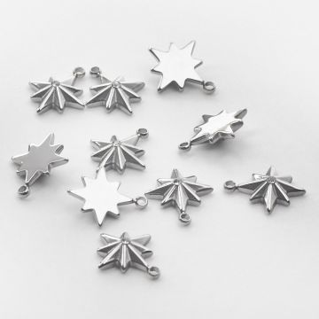 Zawieszka ze stali chirurgicznej róża wiatrów z mini cyrkonią 12mm Zawieszka ze stali chirurgicznej róża wiatrów z mini cyrkonią 12mm