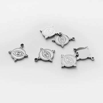 Zawieszka ze stali chirurgicznej grawerowana oko proroka w kolorze srebrnym 16,5mm