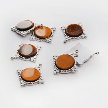 Zawieszka ze stali chirurgicznej kółko z tygrysim okiem w kolorze srebrnym 25mm