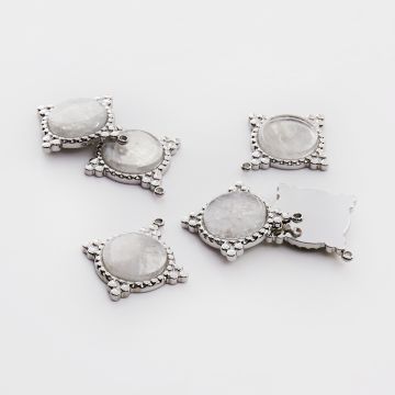 Zawieszka ze stali chirurgicznej kółko z kryształem górskim w kolorze srebrnym 25mm