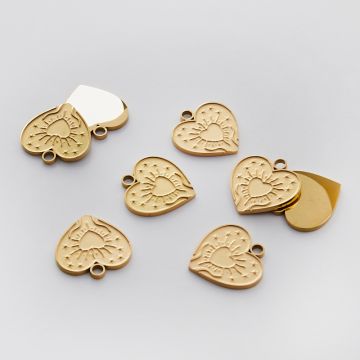 Zawieszka ze stali chirurgicznej serce ozdobne w kolorze złotym 18mm PVD