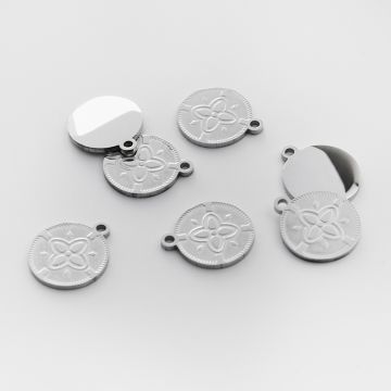 Zawieszka ze stali chirurgicznej kółko z koniczyną marokańską w kolorze srebrnym 18mm